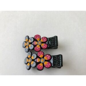 2 New Gorgeous Hair Clip Pin Hand Made Painted Hair Accessories